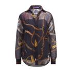 Ralph Lauren Cameron Equestrian Silk Shirt Navy Multi
