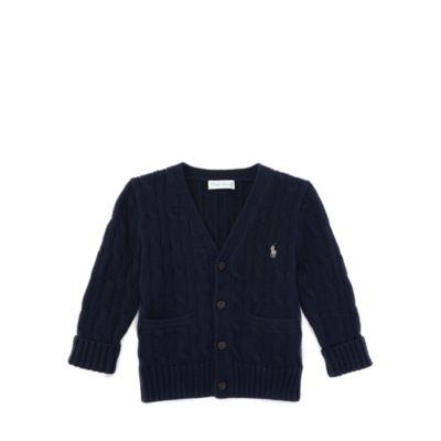 Ralph Lauren Cable-knit Cotton Cardigan Hunter Navy 6m