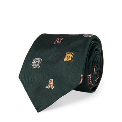Ralph Lauren Letterman Silk Narrow Tie Dark Green