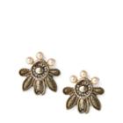 Ralph Lauren Brass Lace Stud Earrings Brass/pink