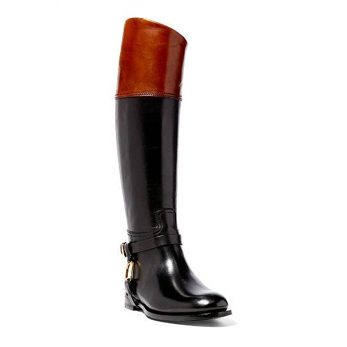 Ralph Lauren Sade Burnished Calfskin Boot Black/tan