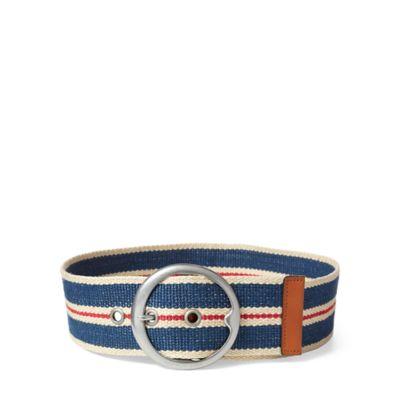 Ralph Lauren Striped Webbed Wide Belt Navy Multi