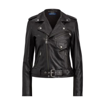 Ralph Lauren Leather Moto Jacket Black