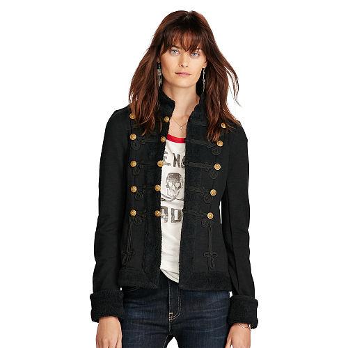 Ralph Lauren Denim & Supply French Terry Military Jacket Polo Black