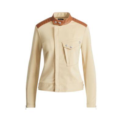 Ralph Lauren Leather-trim Ponte Moto Jacket Spring Sand
