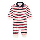 Ralph Lauren Striped Cotton Rugby Coverall Clubhouse Cream/navy 9m