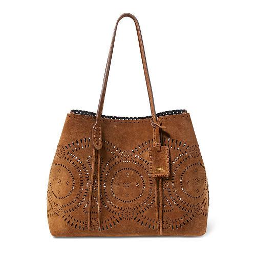 Polo Ralph Lauren Laser-cut Suede Tote Clove