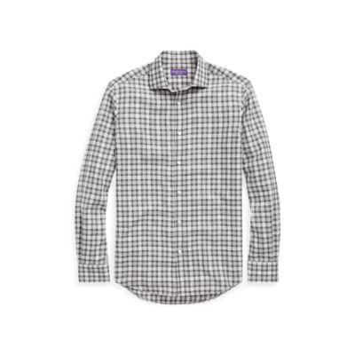 Ralph Lauren Plaid Shirt Medium Grey And Cream