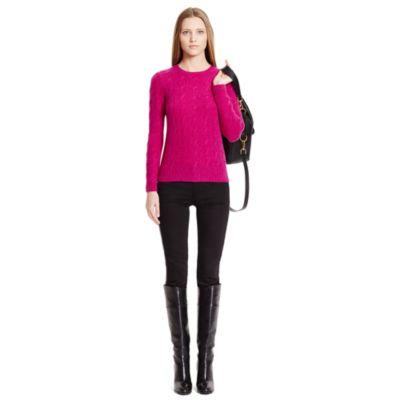 Ralph Lauren Cable-knit Cashmere Sweater Fuchsia Melange