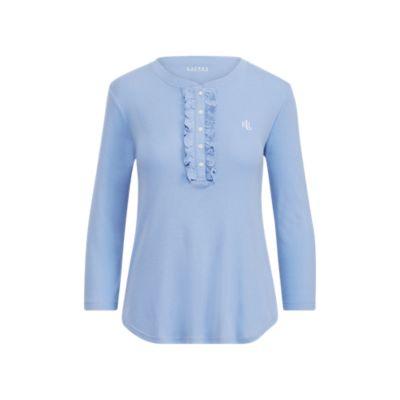 Ralph Lauren Ruffled-trim Henley French Blue