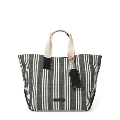Ralph Lauren Striped Market Tote Black