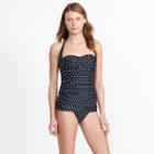 Ralph Lauren Lauren Ruched Polka-dot One-piece Black And White