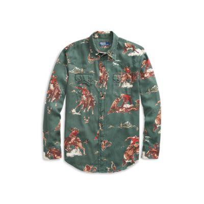 Ralph Lauren Classic Fit Western Shirt Green Multi