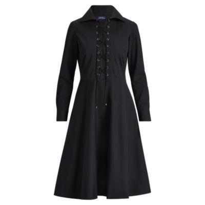 Ralph Lauren Lace-up Cotton Shirtdress Polo Black
