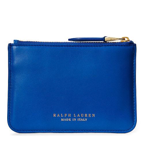 Ralph Lauren Nappa Mini Zip Pouch Cobalt