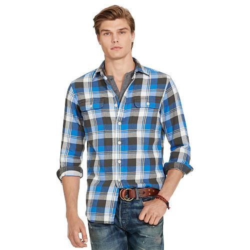 Polo Ralph Lauren Plaid Cotton Twill Workshirt Royal Blue/cream