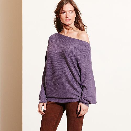 Ralph Lauren Lauren Petite Dolman Cotton-blend Sweater English Purple Heather