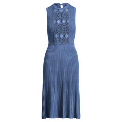 Ralph Lauren Fit-and-flare Macram Dress Sky Blue