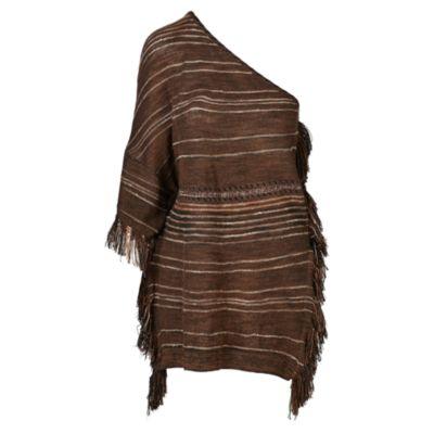 Ralph Lauren Fringed One-shoulder Top Espresso Multi