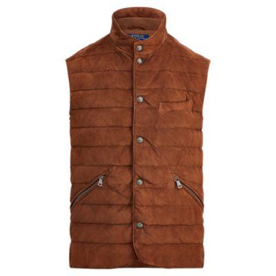 Ralph Lauren Quilted Suede Vest Country Brown