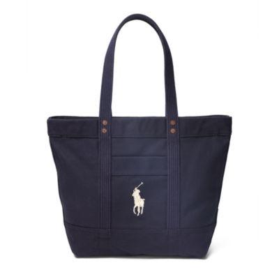 Ralph Lauren Canvas Big Pony Tote Navy