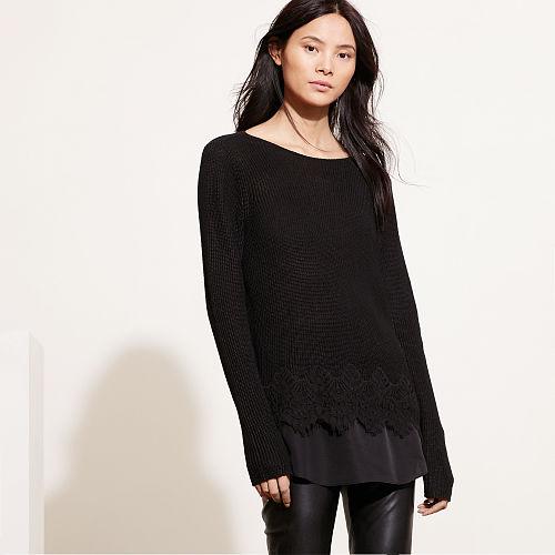 Ralph Lauren Lauren Layered Lace-hem Sweater Black