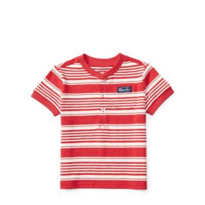 Ralph Lauren Striped Cotton Jersey Henley Sedona Orange/nevis 3m