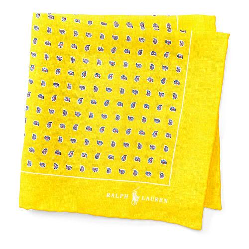 Polo Ralph Lauren Neat Linen Pocket Square Yellow
