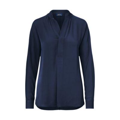 Ralph Lauren Silk Georgette Shirt Collection Navy