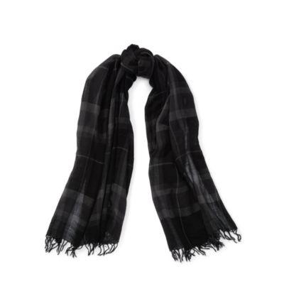 Ralph Lauren Lightweight Plaid Wool Scarf Black/grey Plaid