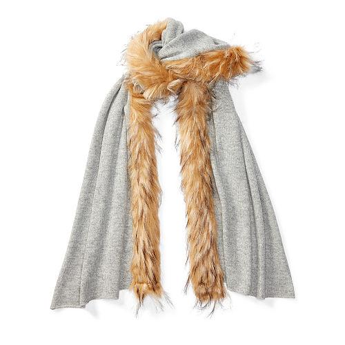 Ralph Lauren Lauren Faux Furtrim Scarf Fawn Grey