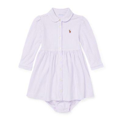 Ralph Lauren Striped Mesh Oxford Dress Lilac/white 3m