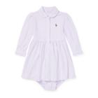 Ralph Lauren Striped Mesh Oxford Dress Lilac/white 3m