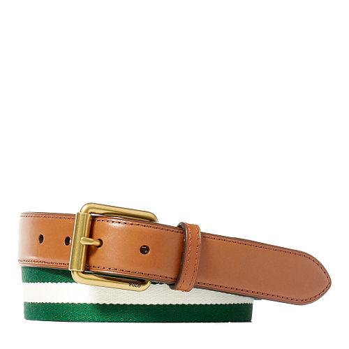 Polo Ralph Lauren Striped Webbed Cotton Belt New Forest/cream