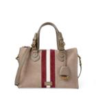 Ralph Lauren Suede Duffel Bag Taupe W/ Merlot/vanilla S