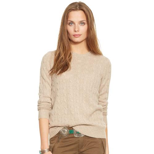 Polo Ralph Lauren Slim Cable Cashmere Sweater Oatmeal Heather
