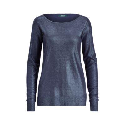 Ralph Lauren Metallic Cotton-blend Sweater Rl Navy