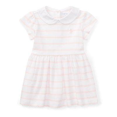 Ralph Lauren Striped Cotton Dress & Bloomer Delicate Pink/white 3m