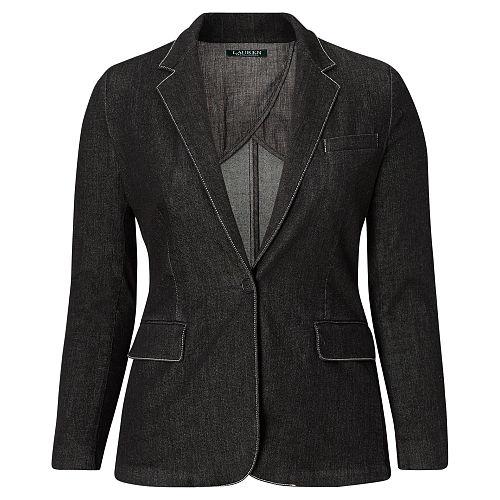 Ralph Lauren Lauren Woman Stretch Denim Blazer Asphalt