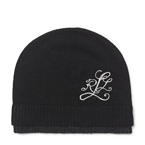 Ralph Lauren Lauren Monogram Beanie Black/dark Charcoal