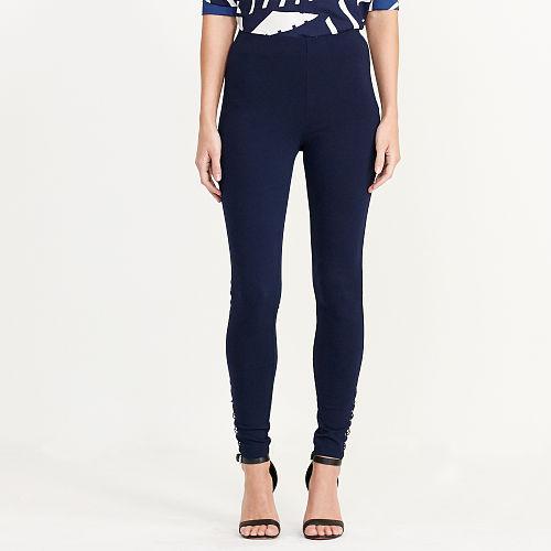 Ralph Lauren Lauren Petite Lace-up Ponte Legging Navy