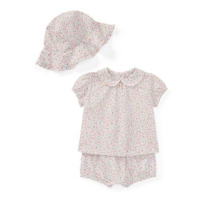 Ralph Lauren Floral Top, Bloomer & Hat Set Pink Multi 12m