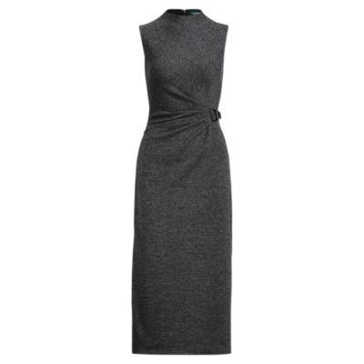 Ralph Lauren Buckled Mockneck Dress Heather Charcoal
