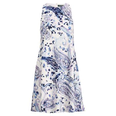 Ralph Lauren Paisley Crepe A-line Dress Cc/blu/mlt 4p