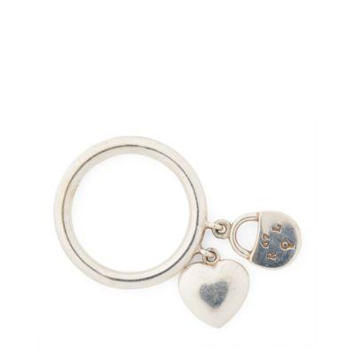 Ralph Lauren Heart-lock Charm Ring Antique Silver