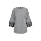 Ralph Lauren Eyelet-sleeve Gingham Top Black/white Xsp