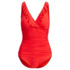 Ralph Lauren Lauren Ruffled Surplice One-piece Red Orange