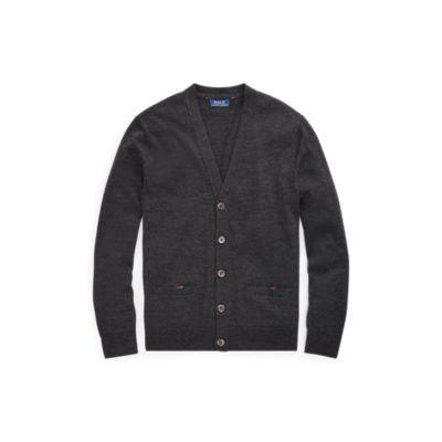 Ralph Lauren Washable Merino Wool Cardigan Dark Granite Heather 1x Big