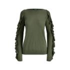 Ralph Lauren Ruffled Silk-blend Sweater Admiral Green Sp