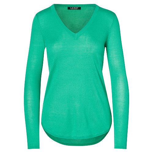 Ralph Lauren Lauren Petite Silk-blend V-neck Sweater Tropic Turquoise